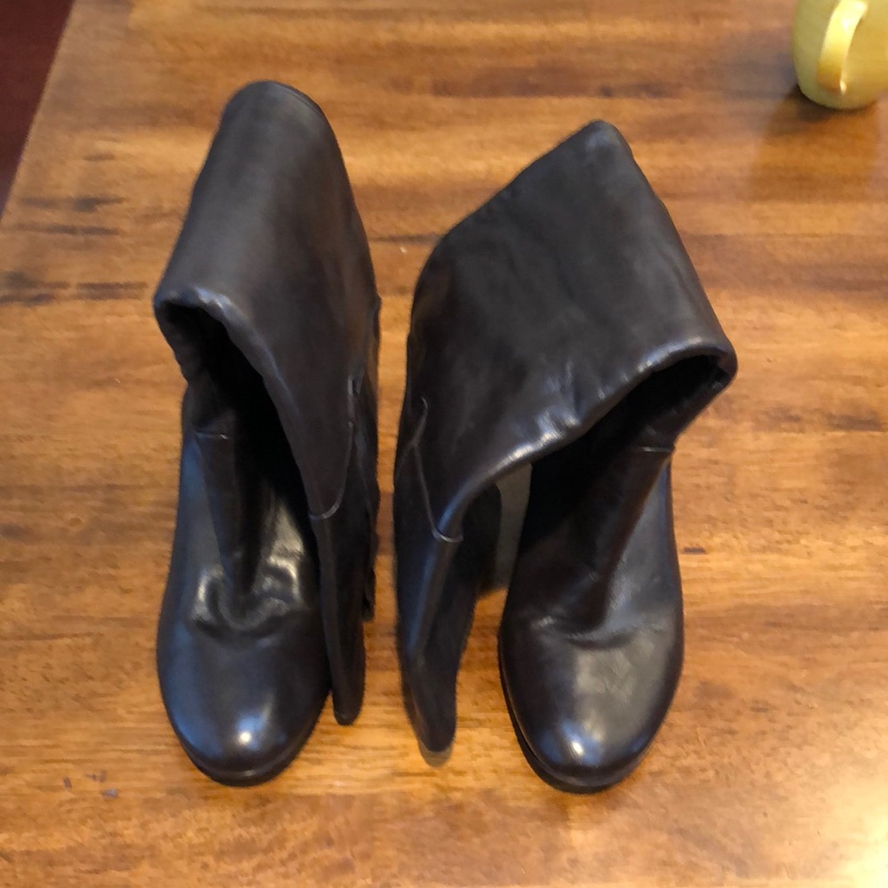 Brown leather boots